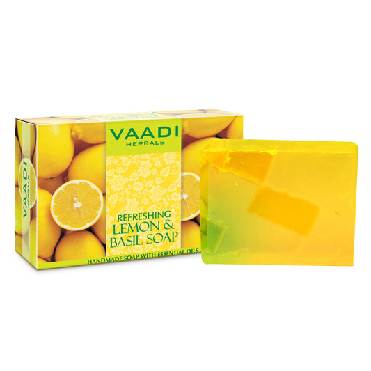 Refreshing Lemon & Basil Soap - Tones & Brightens Skin - Detoxifies Skin Deep (75 gms / 2.7 oz)