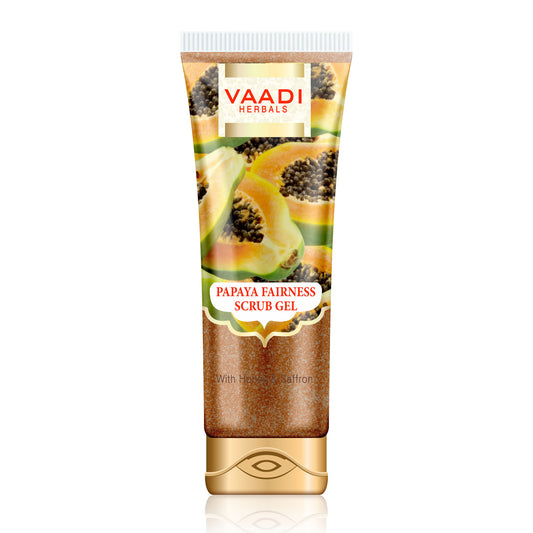 Papaya Fairness Scrub Gel with Honey & Saffron - Lightens Tan - Smoothens Skin Texture - Makes Skin Flawless (110 gms / 4 oz)
