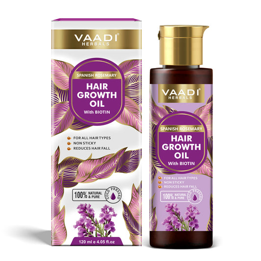 Spanish Rosemary Hair Growth Oil with Biotin-Promotes Hair Growth- Reduces Hair Fall-Strong Hair- Prevents Dandruff- For All Hair Types- (120 ml / 4.05 oz)