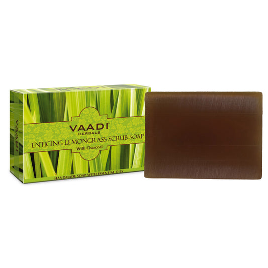 Enticing Lemongrass Soap with Charcoal - Exfoliates & Polishes Skin - Makes Skin Smooth (75 gms / 2.7 oz)