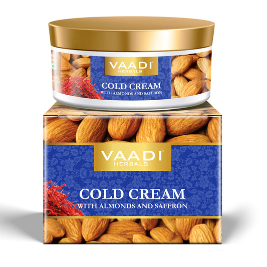 Cold Cream with Almond Oil, Aloe Vera & Saffron - Protects & Moisturises Skin - Reduces Wrinkles (150 gms / 5.3 oz)