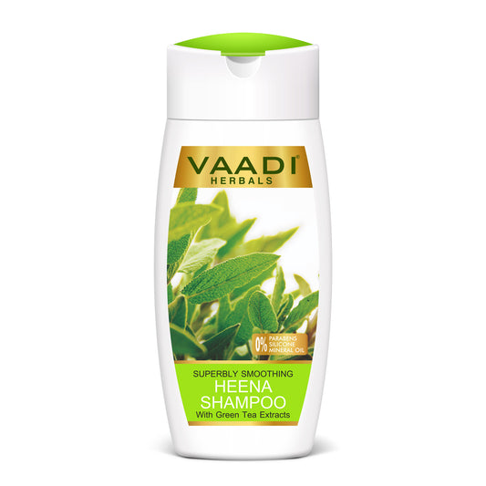 Superbly Smoothing Heena Shampoo with Green Tea Extract - Controls Dry Frizzy Hair - Strengthens Hair (110 ml/4 fl oz)