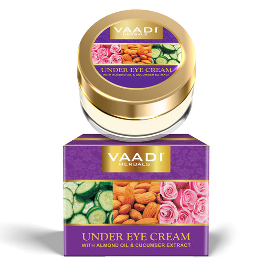 Under Eye Cream with Almond Oil & Cucumber Extract - Reduces Puffiness - Keeps Skin Youthful (30 gms /1.1 oz)