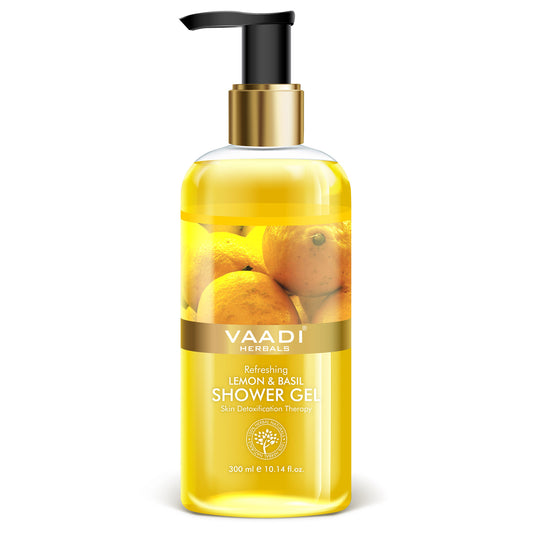 Refreshing Lemon & Basil Shower Gel - Skin Detoxifying - Brightens Skin (300 ml / 10.2 fl oz)