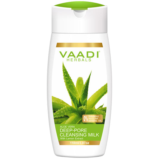 Aloe Vera Deep Pore Cleansing Milk with Lemon Extract - Cleanses & Softens Skin - Locks In Moisture All Day (110 ml/ 4 fl oz)