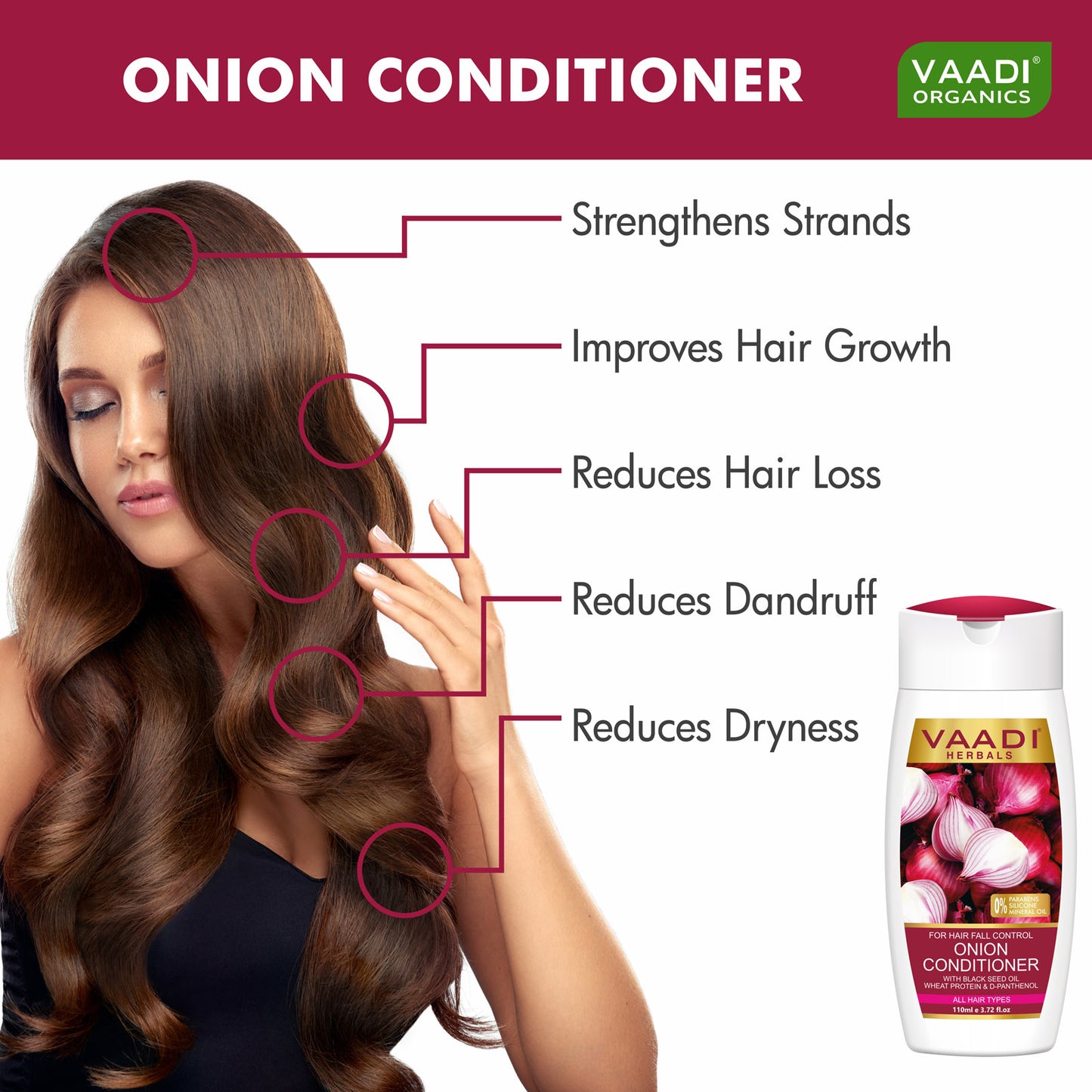 Hair Fall Control Onion Conditioner With Black Seed Oil, Wheat Protein & D-Panthenol Suitable For All Hair Types ( 110ml / 4 fl oz)