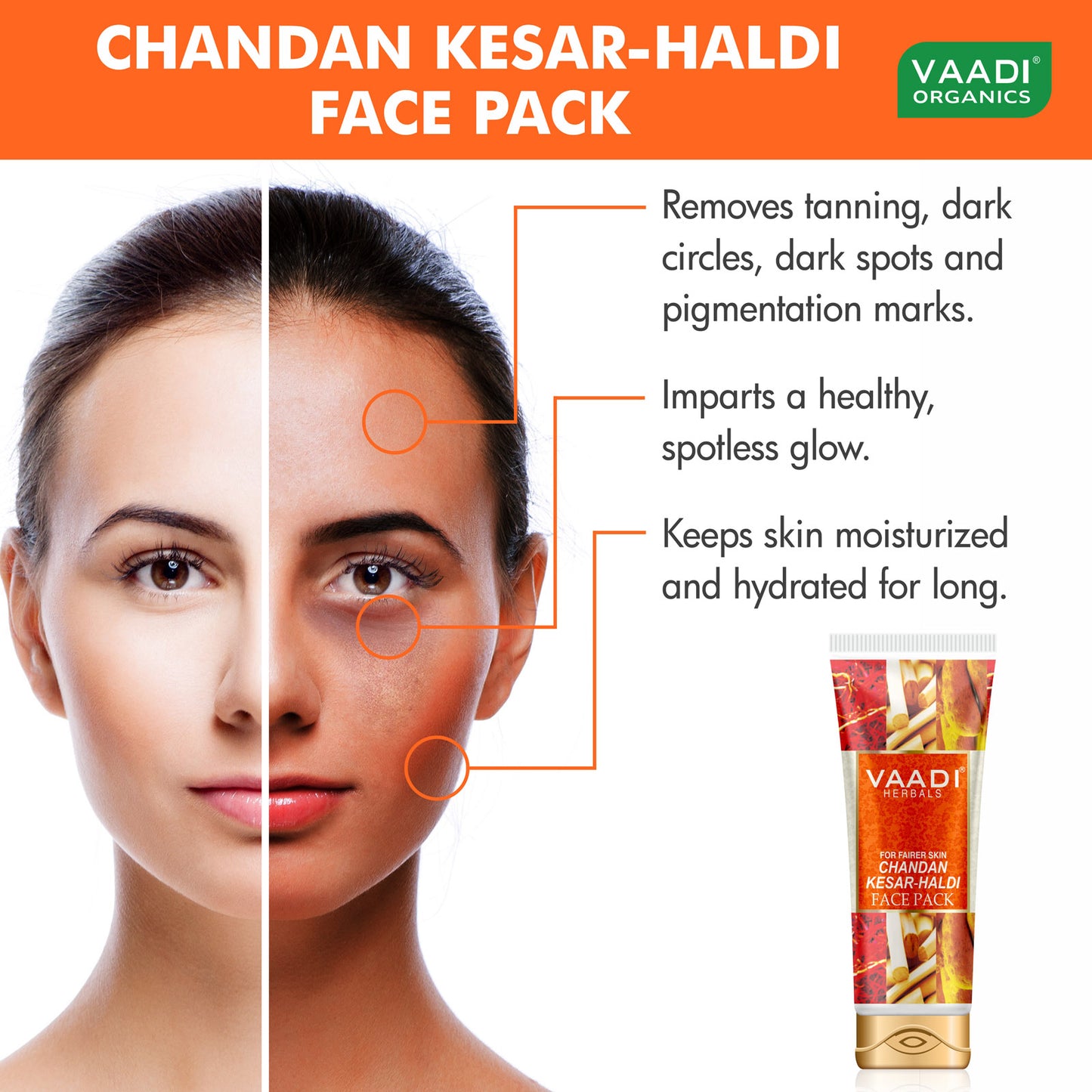 Saffron Sandalwood Fairness Face Pack - Removes Marks and Lightens Skin Tone - Repairs and Protects Skin (120 gms/ 4.3 oz)