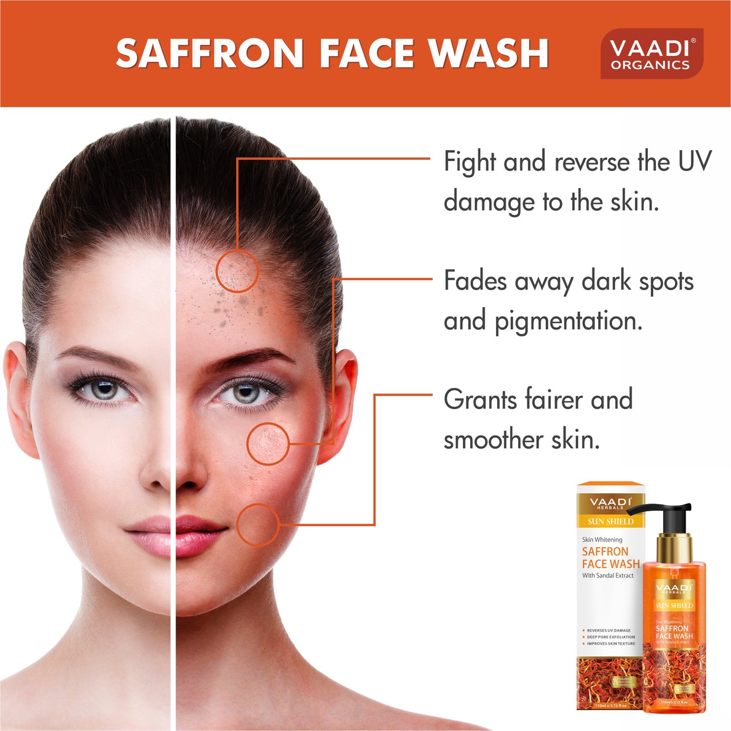 Skin Whitening Saffron Face Wash With Sandal Extract (110 ml /3.72 fl oz)
