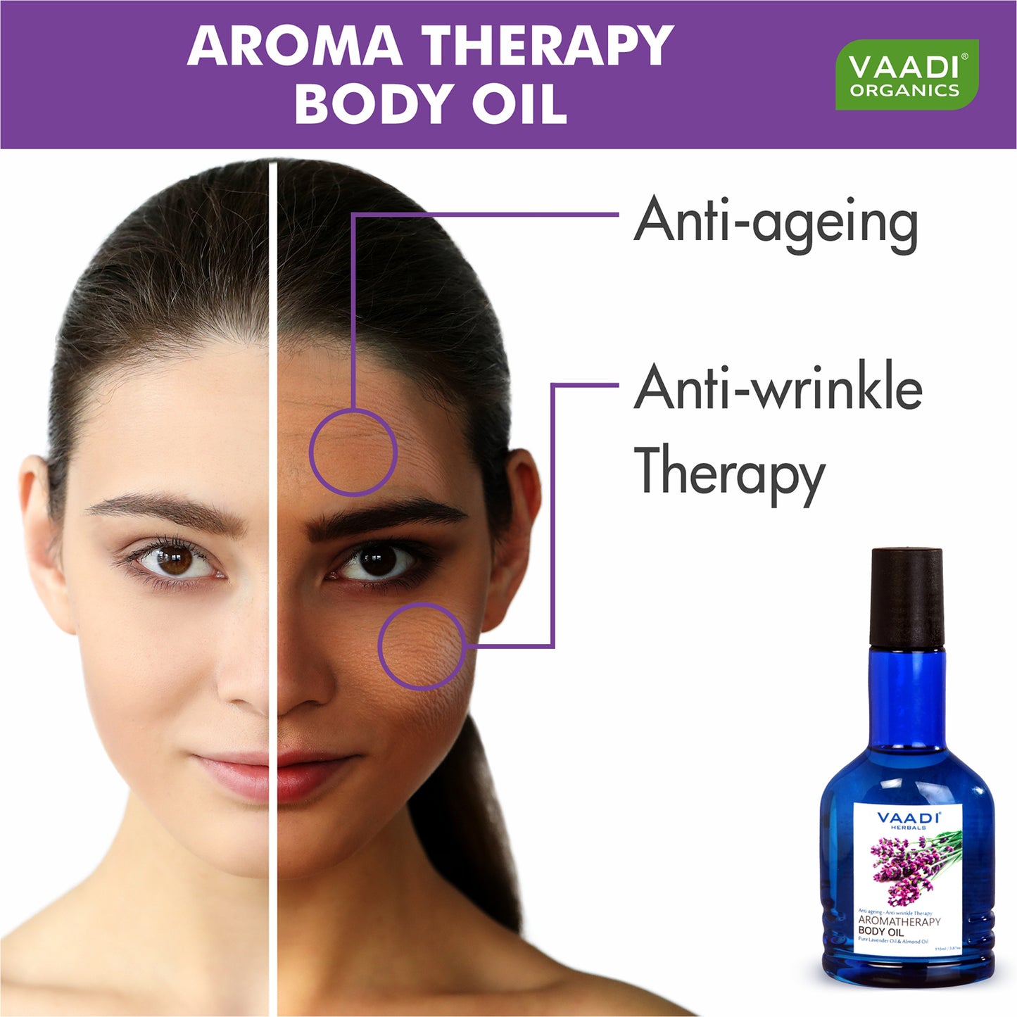 Lavender Body Oil with Almond Extract - Aromatherapy - Anti Ageing - Reduces Stress & Depression (110ml /4 fl oz)