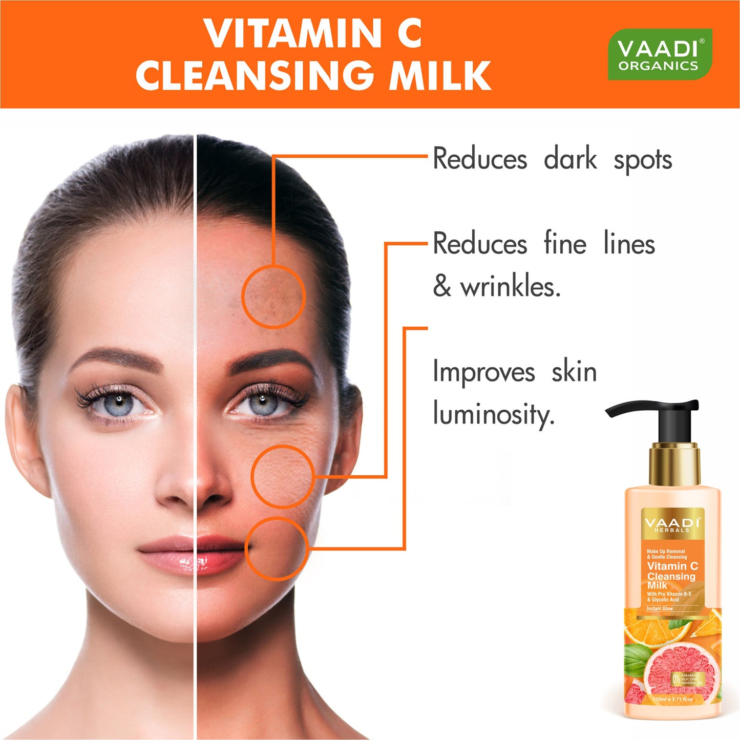 Vitamin C Cleansing Milk with Pro Vitamin B-5 & Glycolic Acid (110 ml)