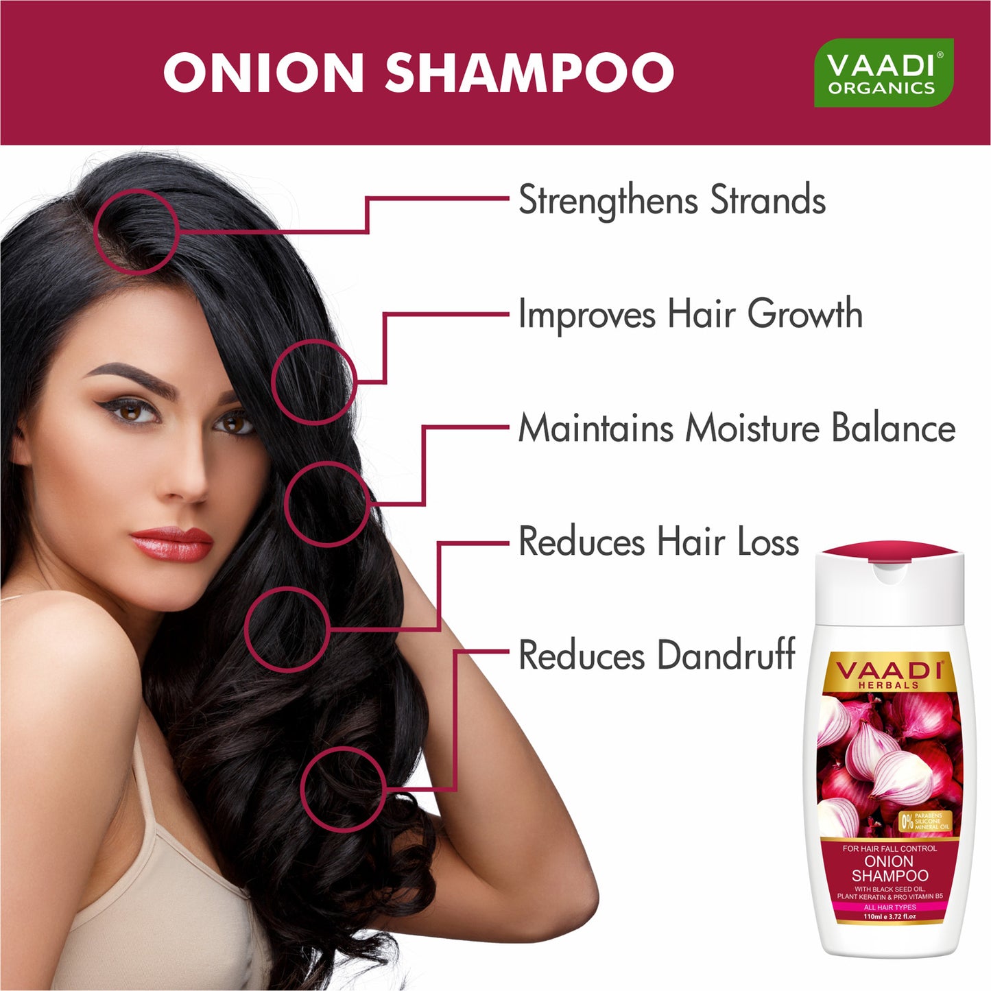 Hair-Fall Control Onion Shampoo With Black Seed Oil, Plant Keratin & Pro Vitamin B5 Suitable For All Hair Types ( 110ml / 4 fl oz)