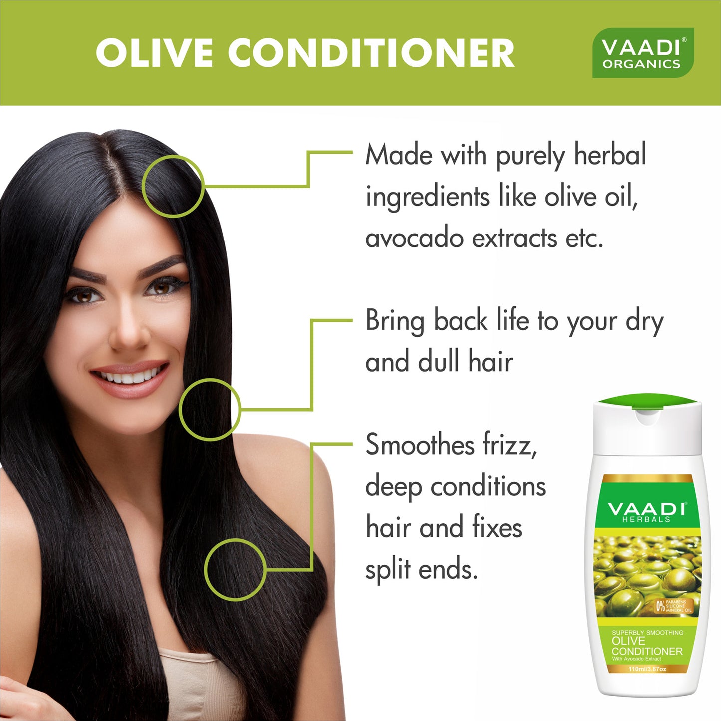 Multi Vitamin Rich Olive Conditioner with Avocado Extract - Makes Hair Lustrous - Adds Bounce to Hair (110 ml/ 4 fl oz)