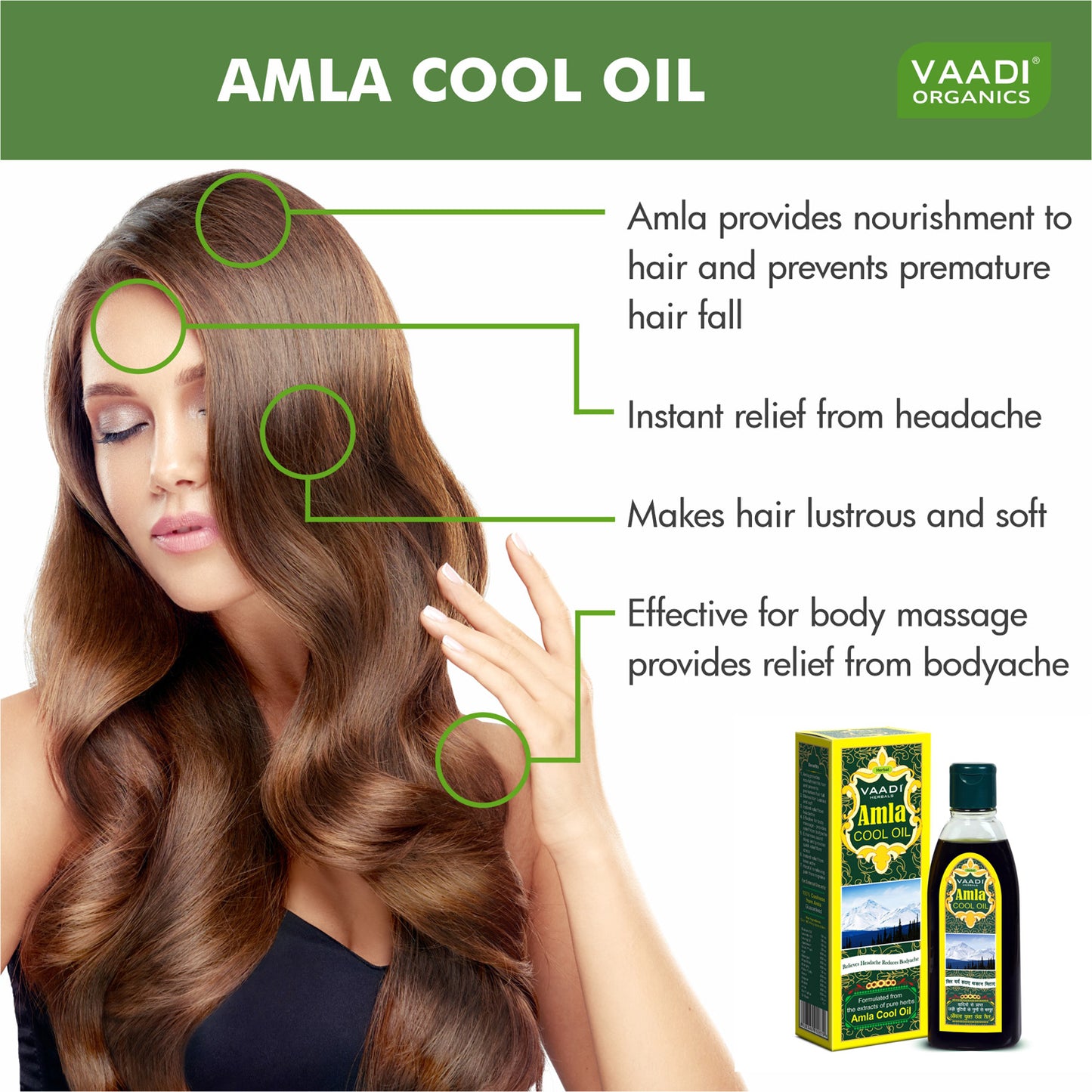 Organic Brahmi Amla Cool Oil - Strengthens and Nourishes Hair - Relieves Stress - Promotes Sound Sleep (100ml/3.5 fl oz)