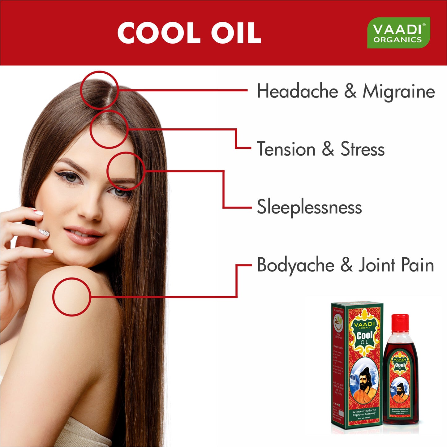 Triphla Almond Cool Oil - Relieves Headache & Muscle Pain - Prevents Hairfall - Strengthens Hair and Body (200ml/7 fl oz)