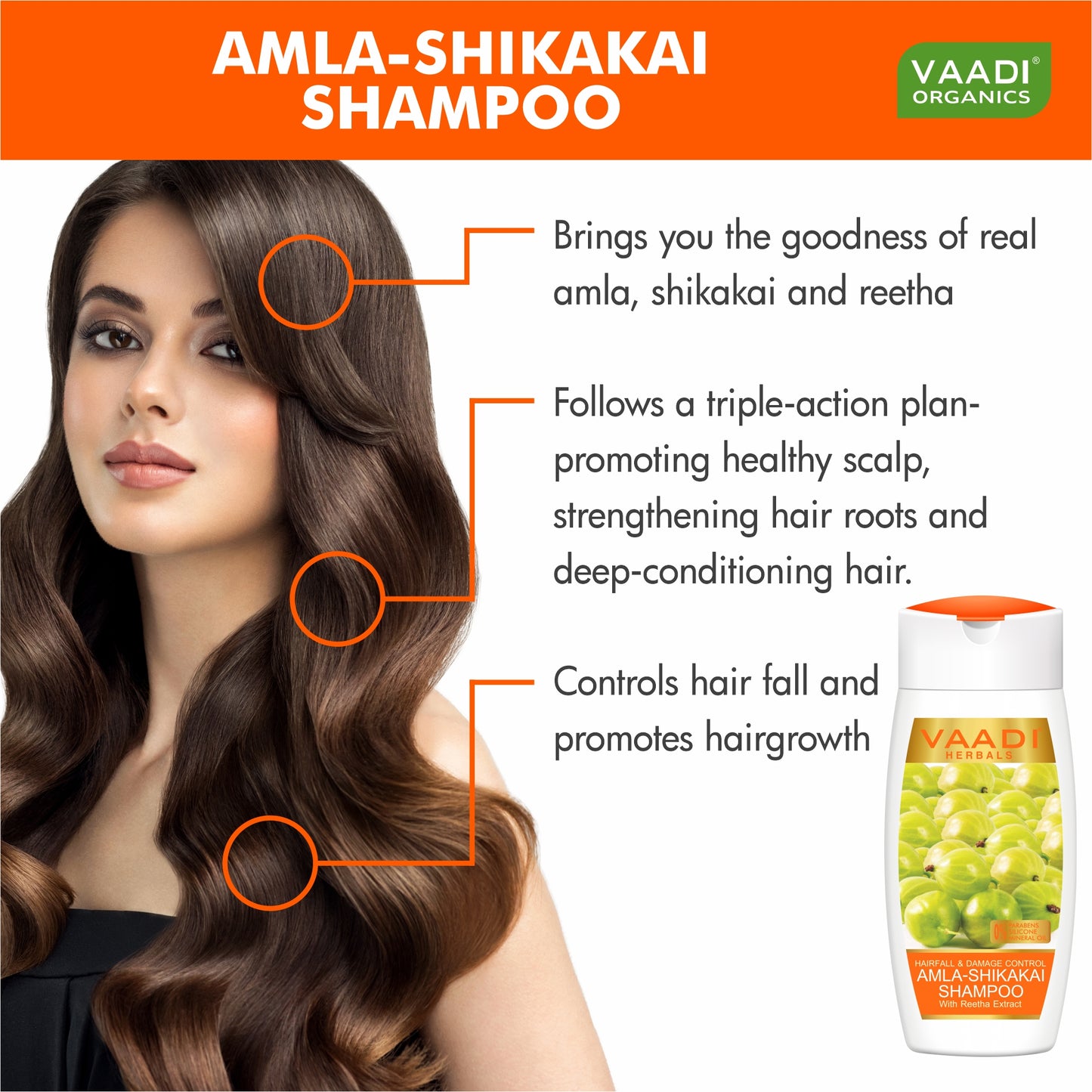 Hairfall & Damage Control Shampoo (Indian Gooseberry Extract) - Promotes Hair Growth - Adds Shine to Hair (3 x 110 ml/4 fl oz)