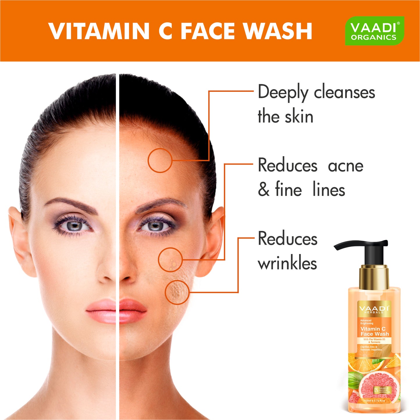 Advanced Brightening Vitamin C Face Wash With Pro Vitamin B5 & Turmeric (110 ml / 4 fl oz)