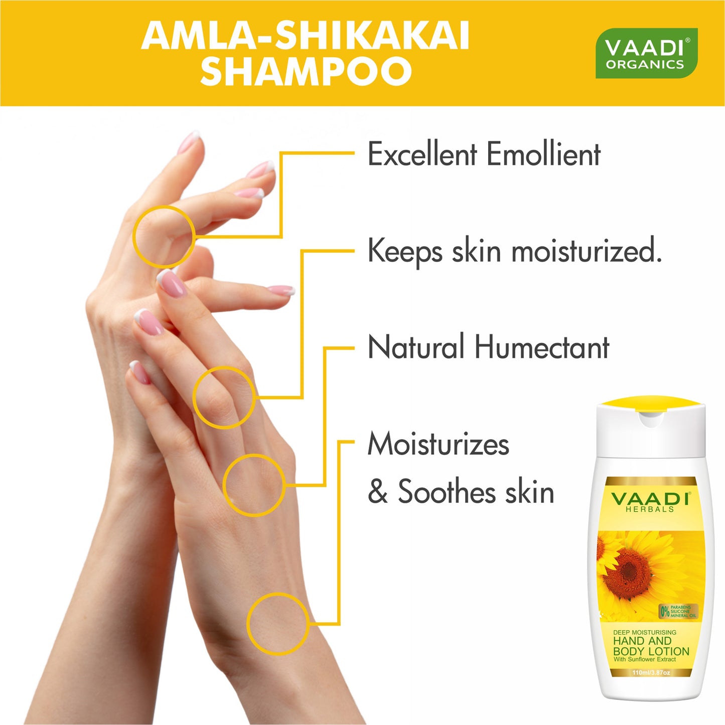 Hand & Body Lotion with Sunflower Extract - Enhances Water Retention in Skin - Keeps Skin Soft (110 ml/4 fl oz)