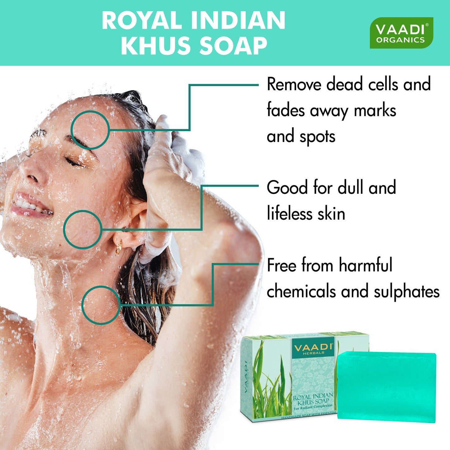 Royal India Khus (Vetiver) Soap with Olive & Soyabean Oil - Rejuvenates Skin - Boosts Cellular Renewal ( 3 x 75 gms / 2.7 oz)