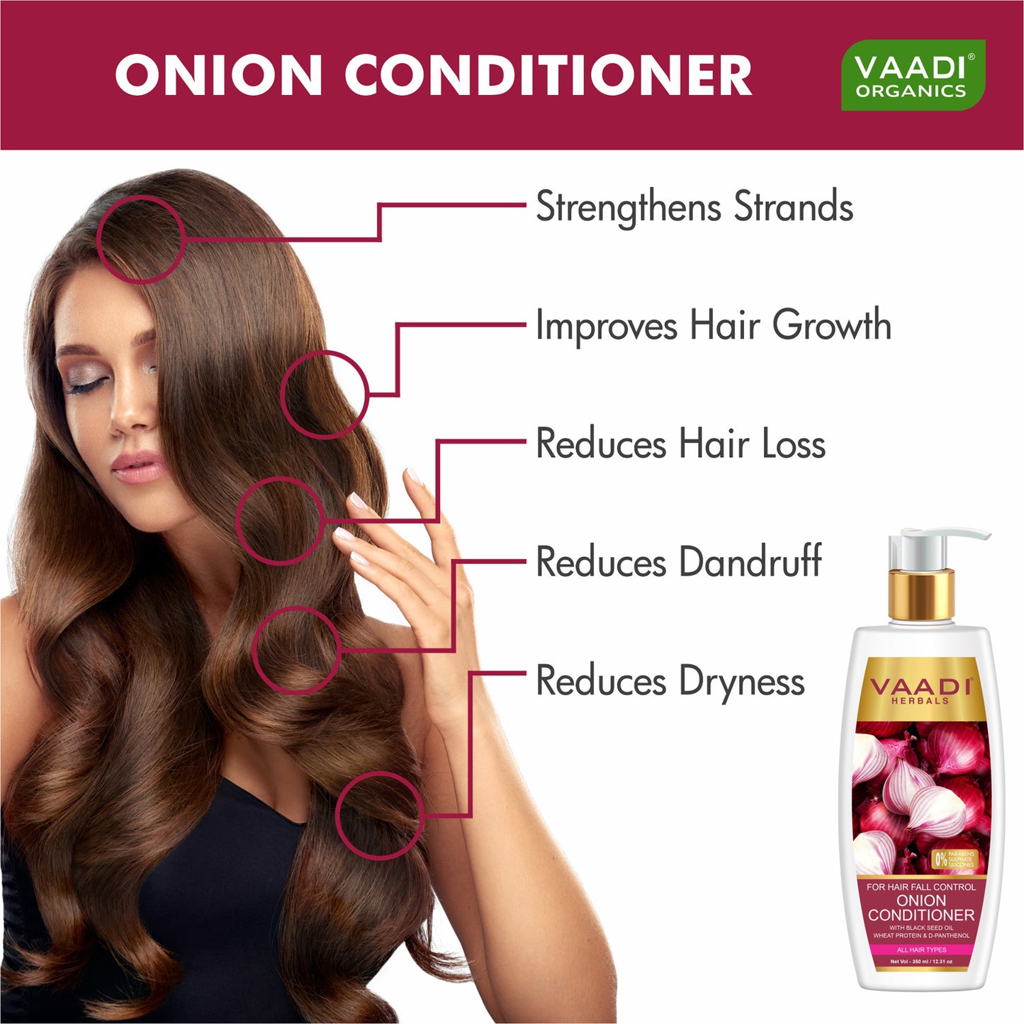 Hair Fall Control Onion Conditioner With Black Seed Oil, Wheat Protein & D-Panthenol Suitable For All Hair Types ( 350ml / 12 fl oz)