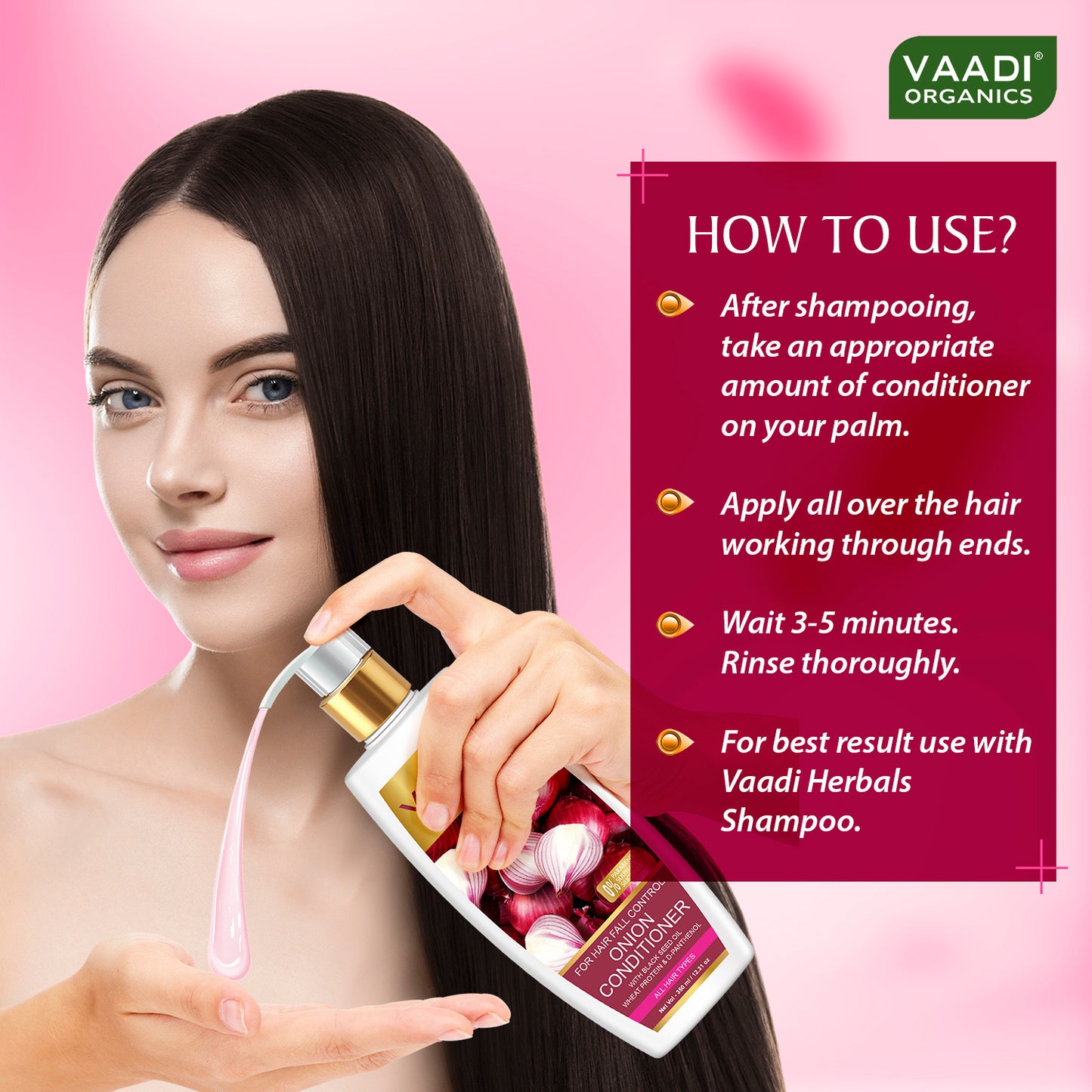 Hair Fall Control Onion Conditioner With Black Seed Oil, Wheat Protein & D-Panthenol Suitable For All Hair Types ( 350ml / 12 fl oz)