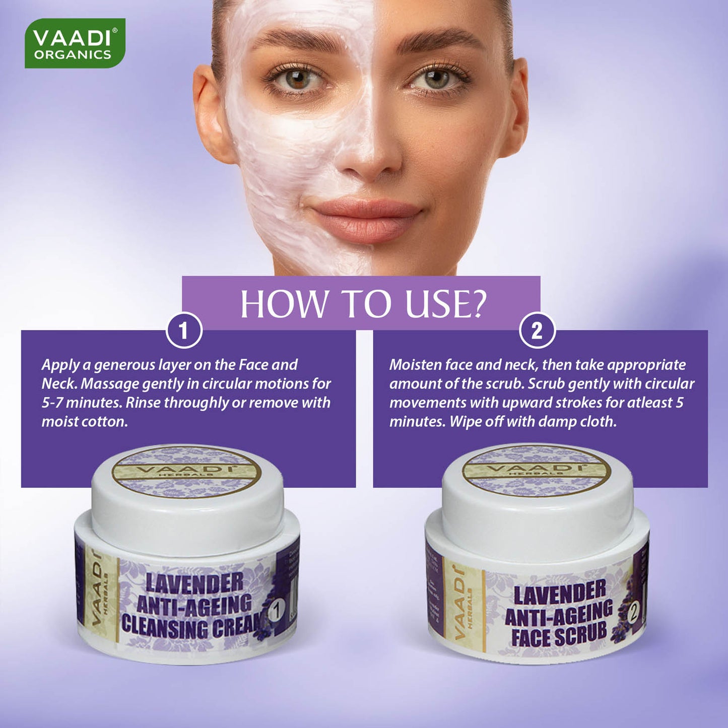Anti Aging Lavender Facial Kit with Rosemary Extract - Reduce Marks & Spots ( 70 gms/2.5 oz)