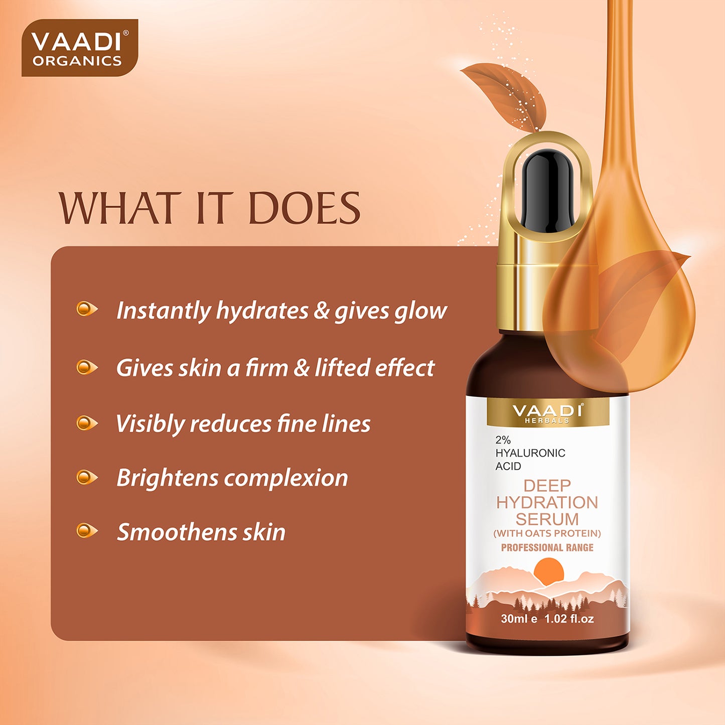 Organic Deep Hydration Serum With 2% Hyaluronic Acid & Oats Protein (30 ml)