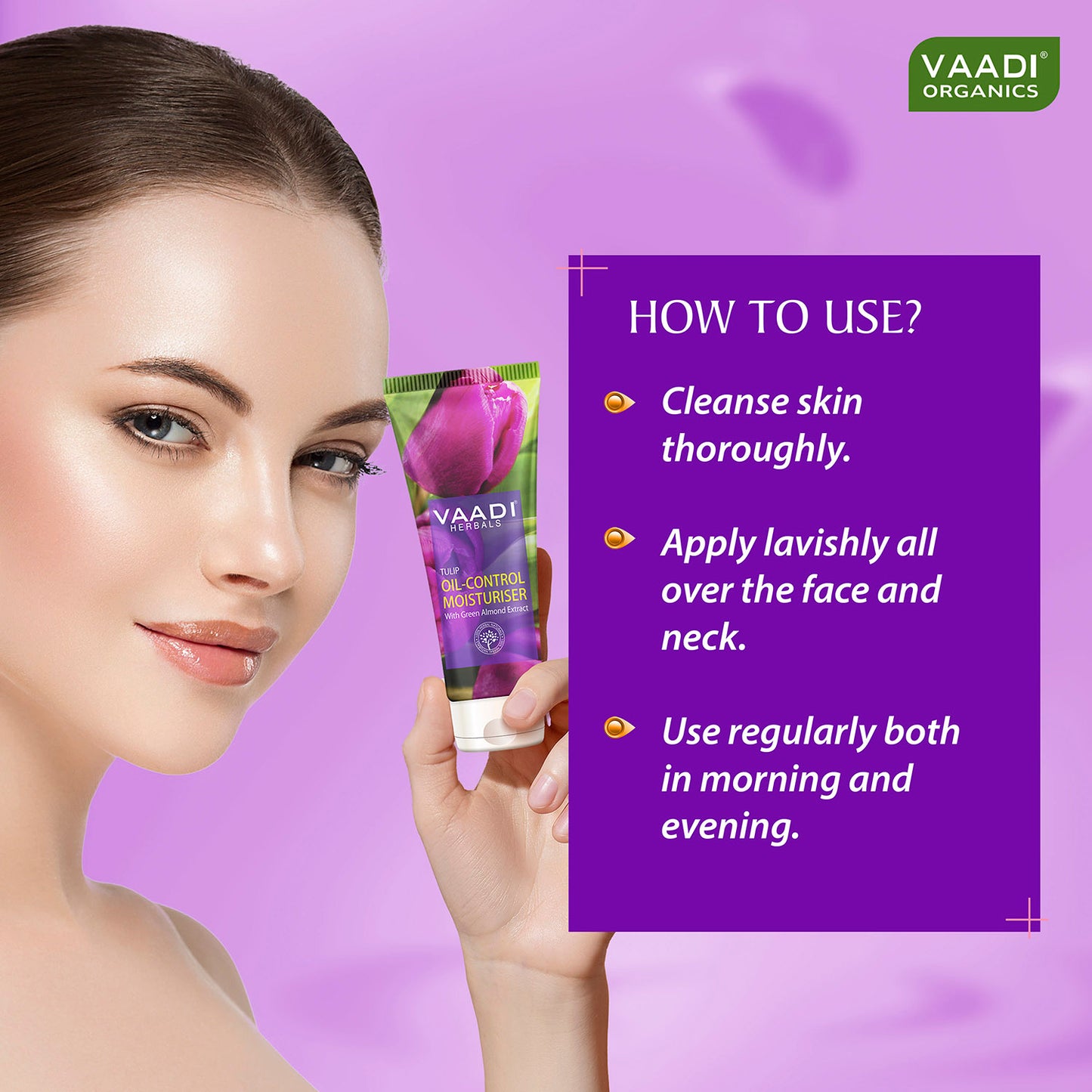Tulip Oil Control Moisturiser with Green Almond Extract - Keeps Skin Oil Free - Makes Skin Feathery Soft (60 ml/ 2.1 fl oz)