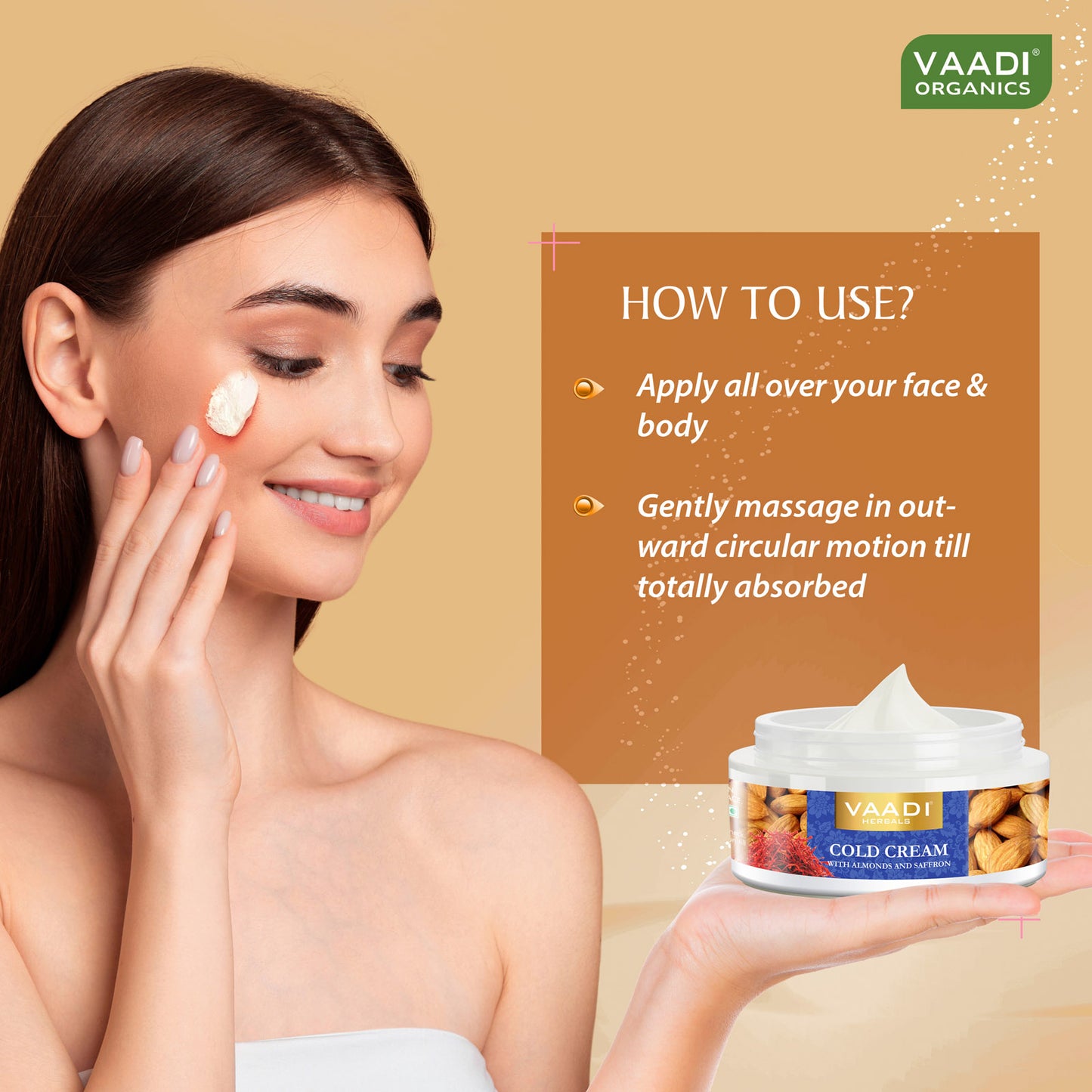 Cold Cream with Almond Oil, Aloe Vera & Saffron - Protects & Moisturises Skin - Reduces Wrinkles (3 x 150 gms / 5.3 oz)