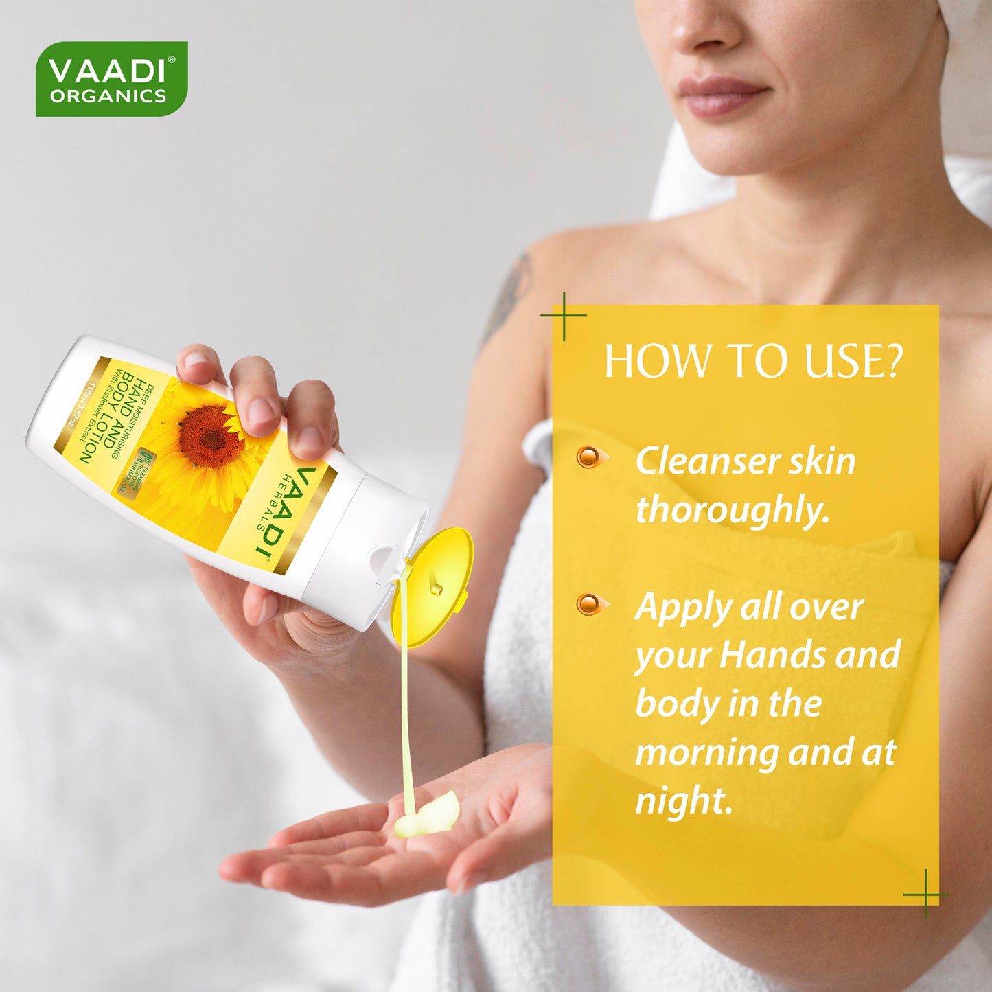 Hand & Body Lotion with Sunflower Extract - Enhances Water Retention in Skin - Keeps Skin Soft (110 ml/4 fl oz)