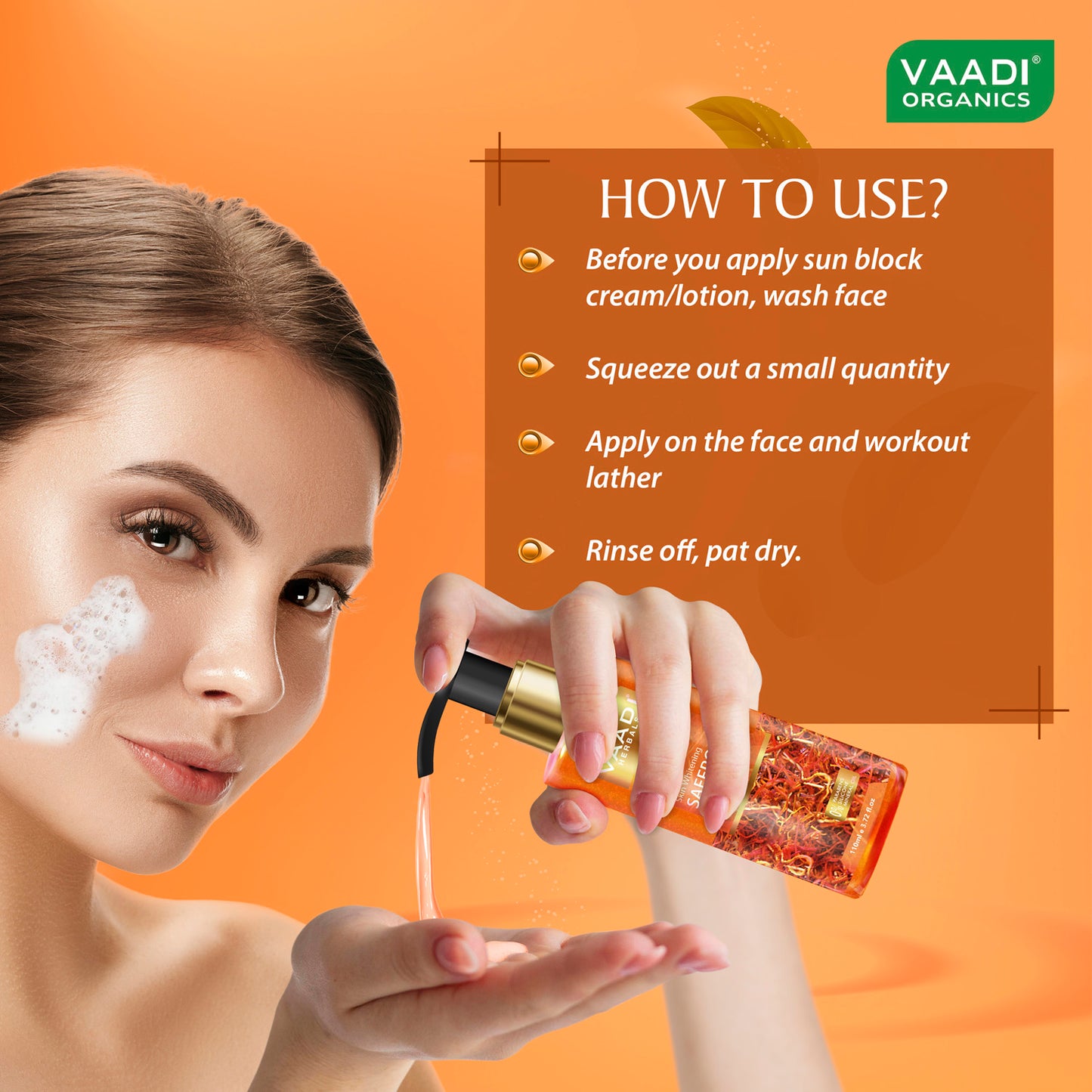 Skin Whitening Saffron Face Wash With Sandal Extract (110 ml /3.72 fl oz)