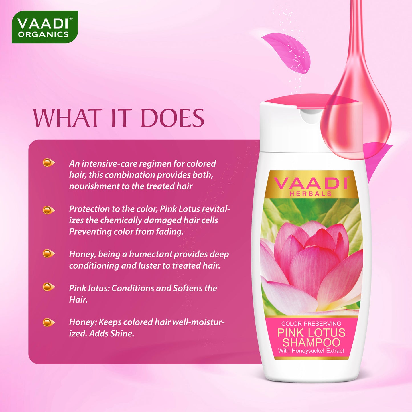 Color Preserving Pink Lotus Shampoo with Honeysuckle Extract - Nourishes Treated Hair - Moisturizes Hair (110ml / 4 fl oz)