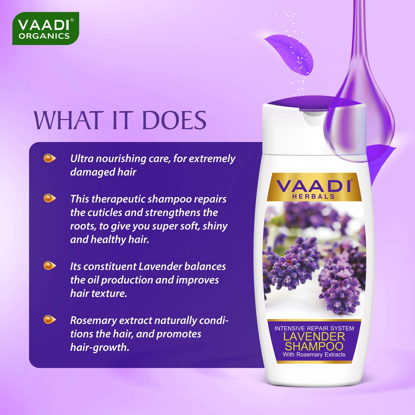 Intensive Repair Lavender Shampoo with Rosemary Extract- Improves Hair Growth - Ultra Nourishing (110 ml/ 4 fl oz)