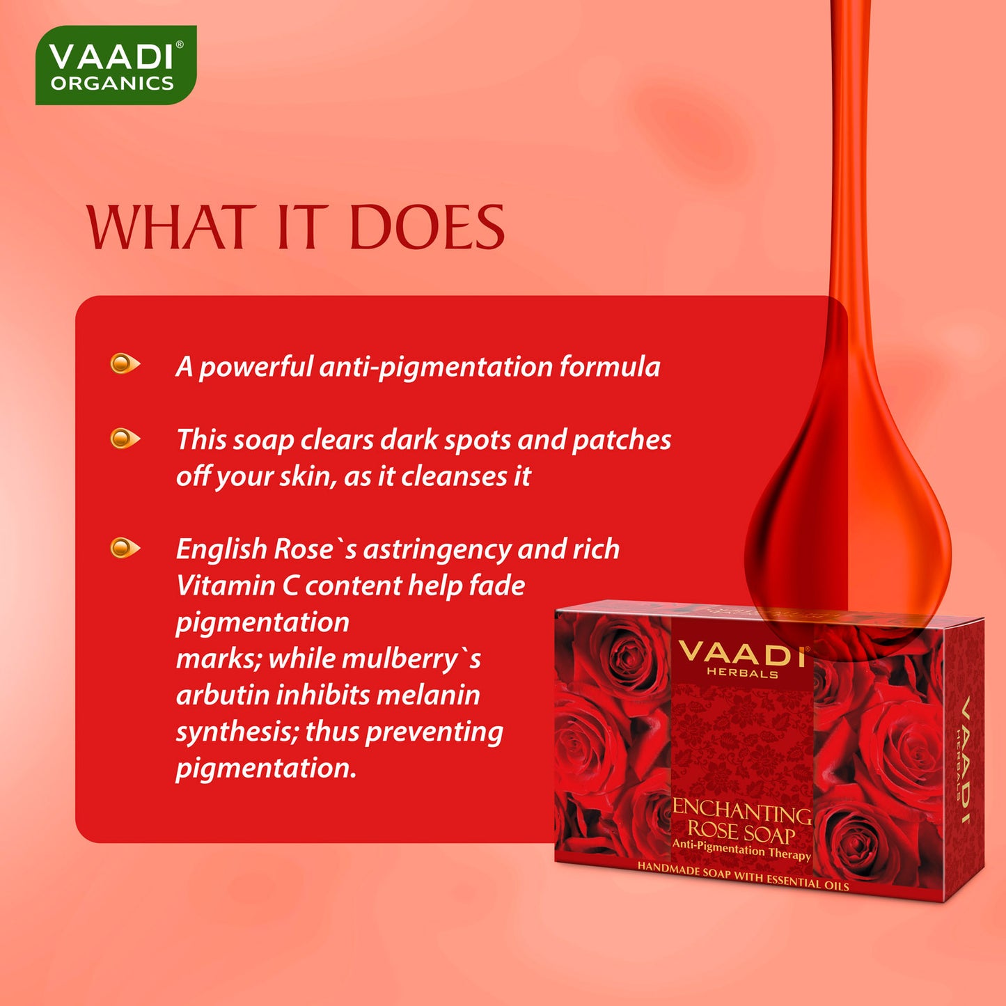 Enchanting Rose Soap with Mulberry Extract - Anti Pigmentation Therapy - Reduce Dark Spots & Patches (75 gms/2.7 oz)