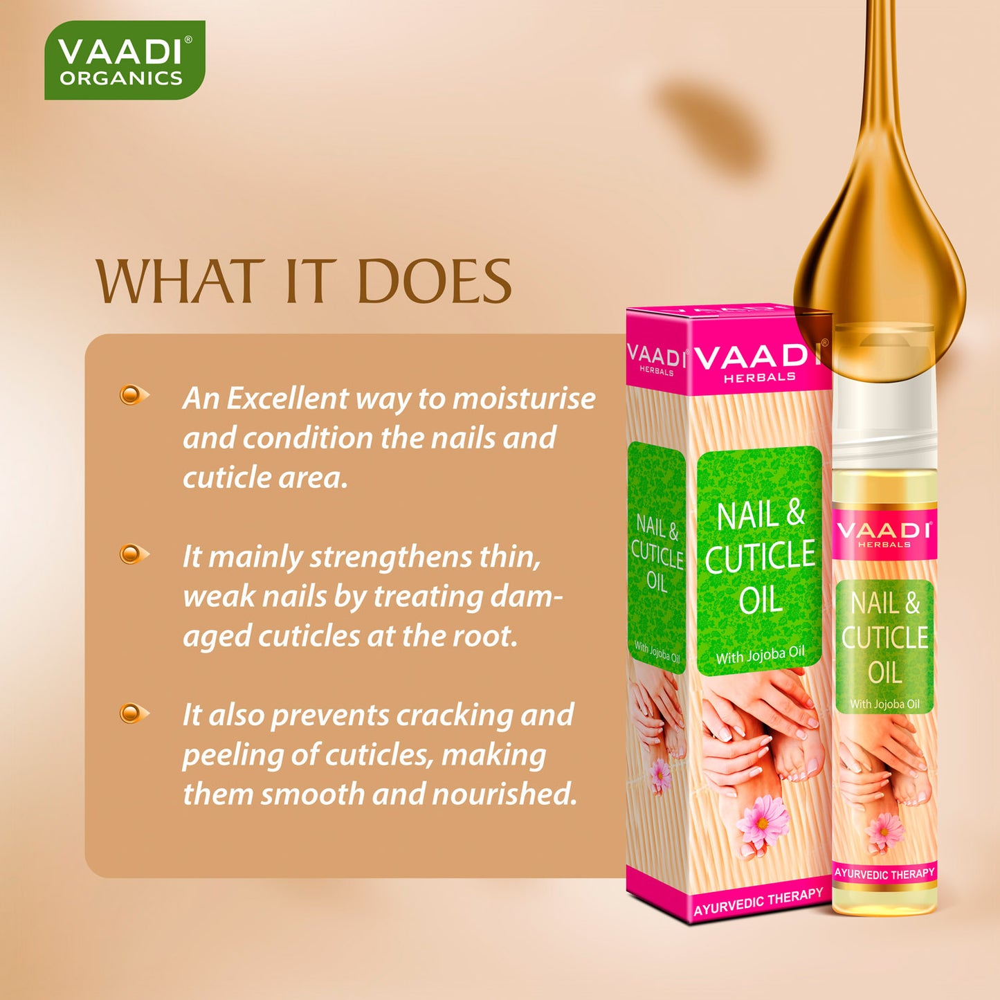 Nail & Cuticle Oil with Jojoba Oil - Heals Redness & Pain - Strengthens Thin & Brittle Nails (10 ml/ 0.4 fl oz)