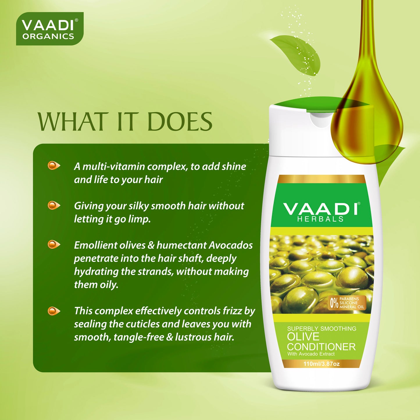 Multi Vitamin Rich Olive Conditioner with Avocado Extract - Makes Hair Lustrous - Adds Bounce to Hair (110 ml/ 4 fl oz)