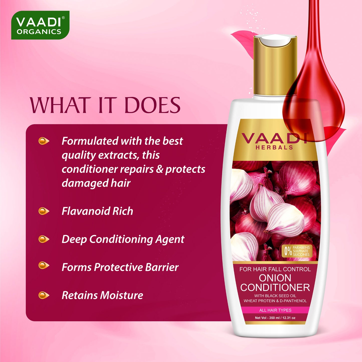 Hair-Fall Control Organic Onion Shampoo With Organic Onion Conditioner (2 x 350ml / 12 fl oz)