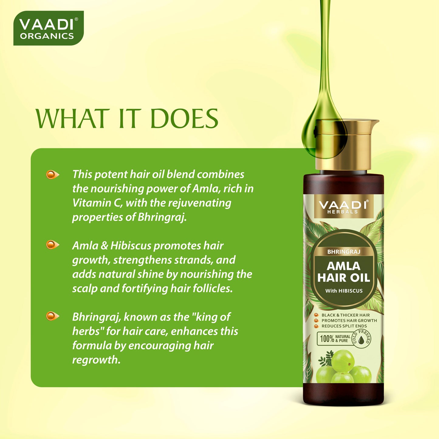 Bhringraj Amla Hair Oil with Hibiscus -Black & Thick Hair- Promotes Hair Growth-Strengthens Hair Roots- Reduces Hair fall- Strong & Healthy Hair- For All Hair Types- (120 ml / 4.05 oz)