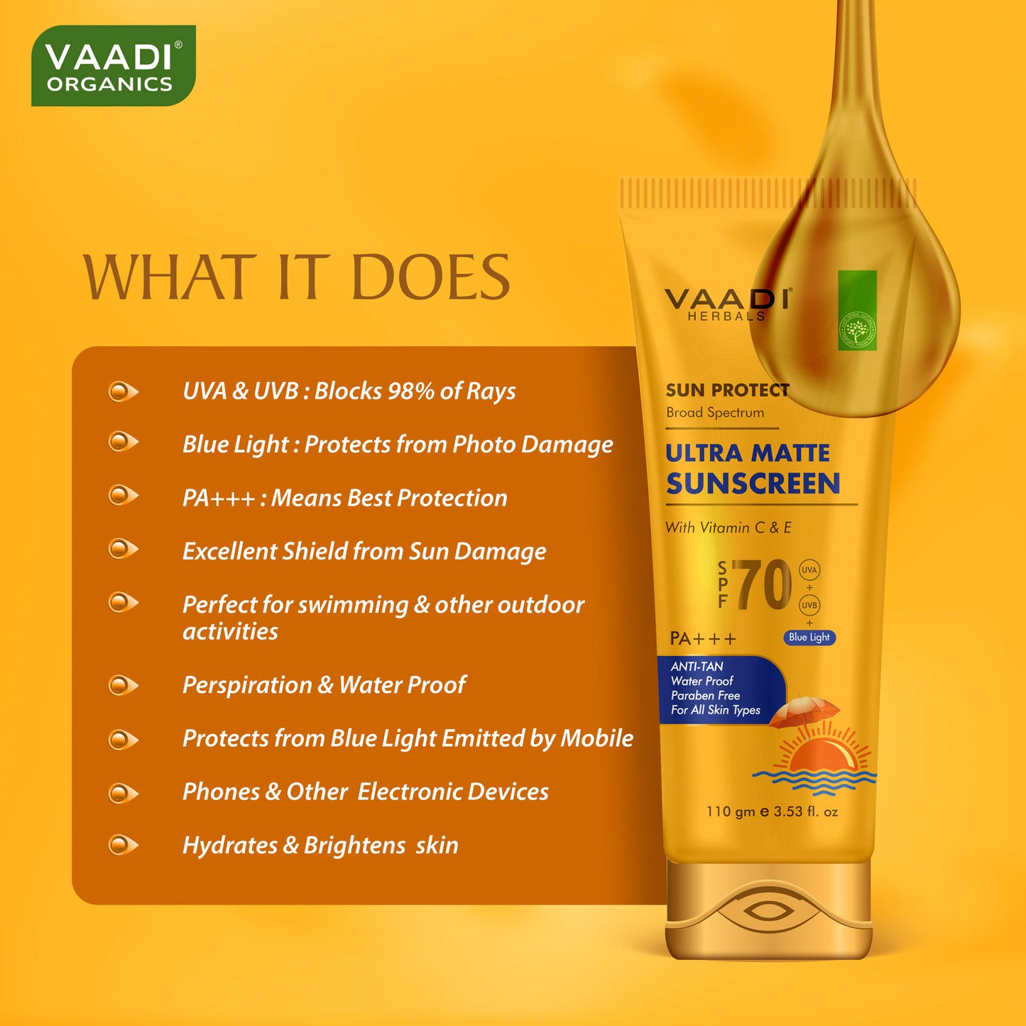 Ultra Matte Sunscreen SPF 70 With Vitamin C & E (110 gms/ 4 fl oz)