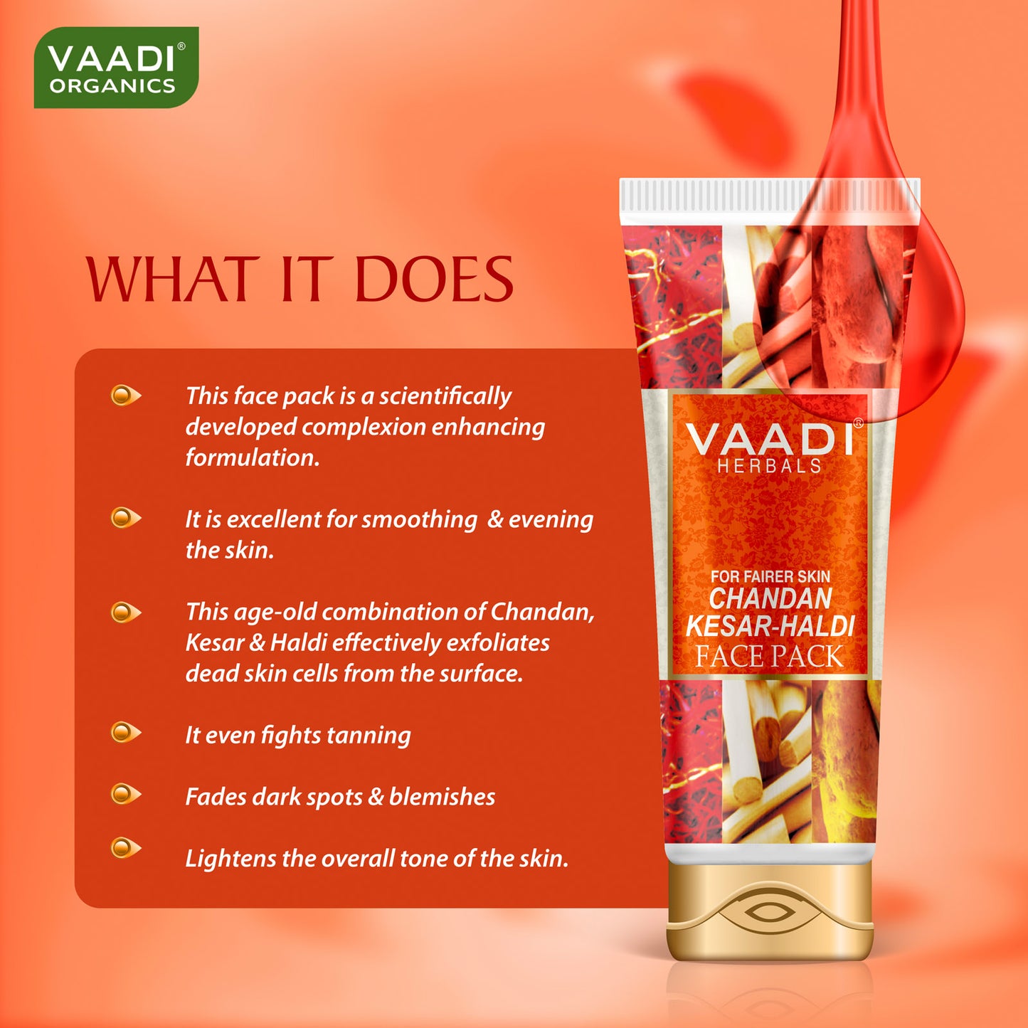 Saffron Sandalwood Fairness Face Pack - Removes Marks and Lightens Skin Tone - Repairs and Protects Skin (120 gms/ 4.3 oz)