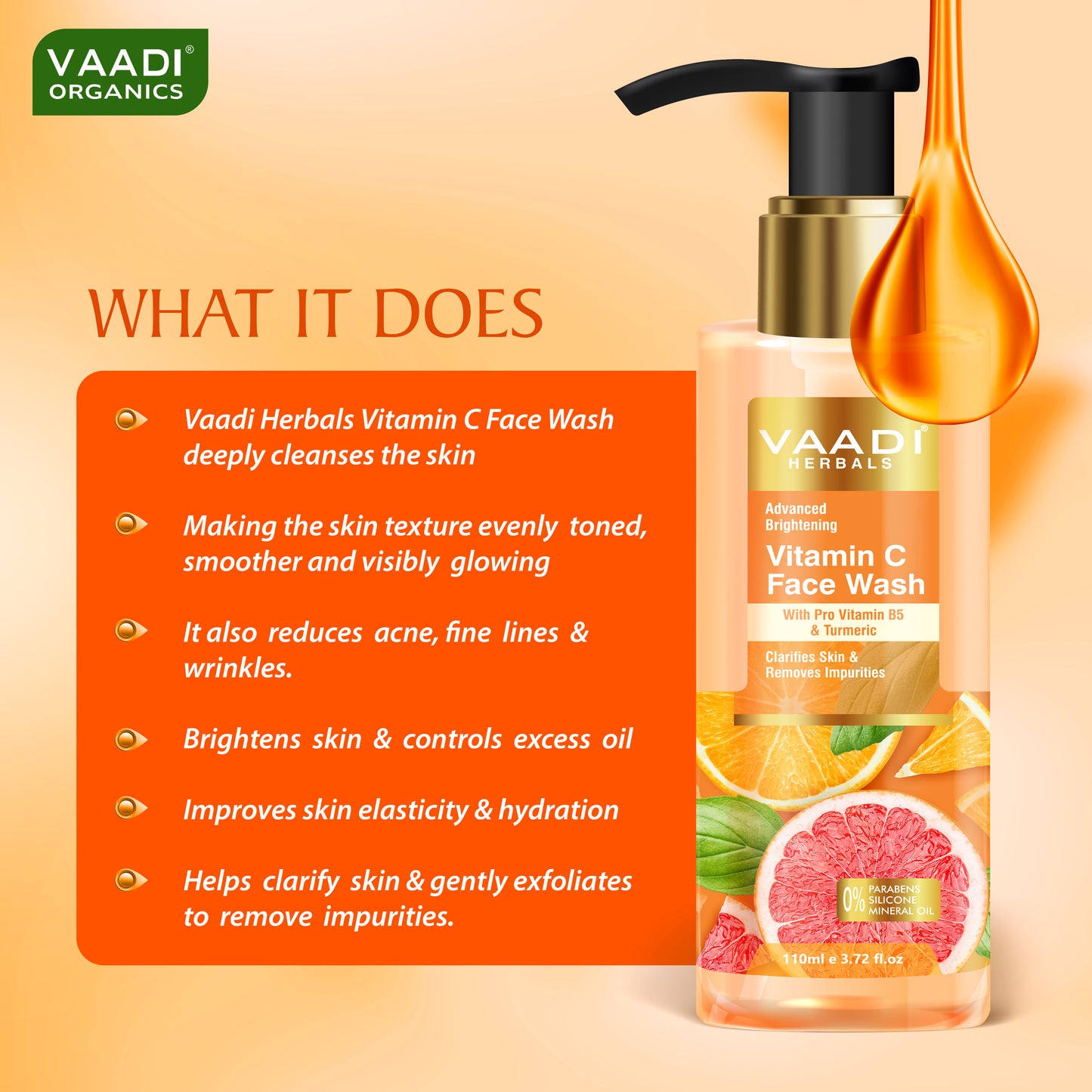 Advanced Brightening Vitamin C Face Wash With Pro Vitamin B5 & Turmeric (110 ml / 4 fl oz)