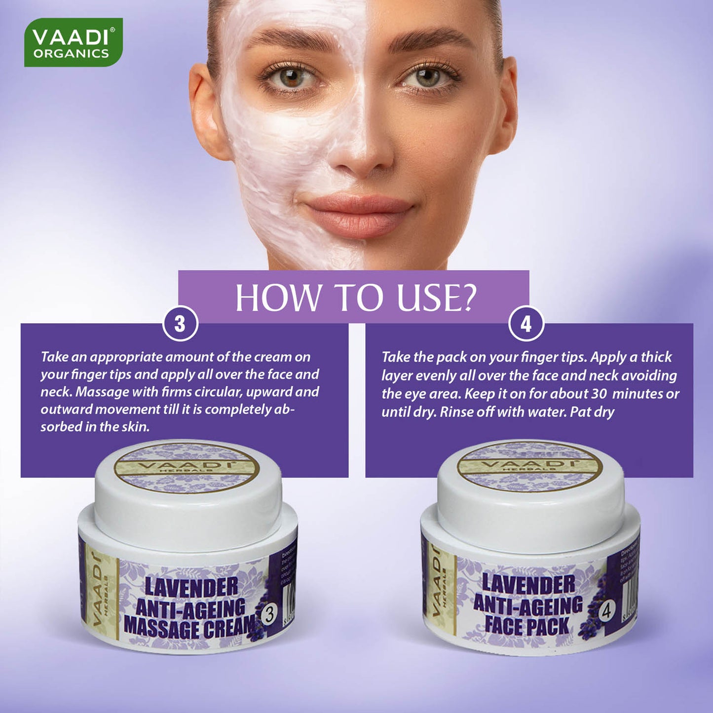 Anti Aging Lavender Facial Kit with Rosemary Extract - Reduce Marks & Spots ( 70 gms/2.5 oz)