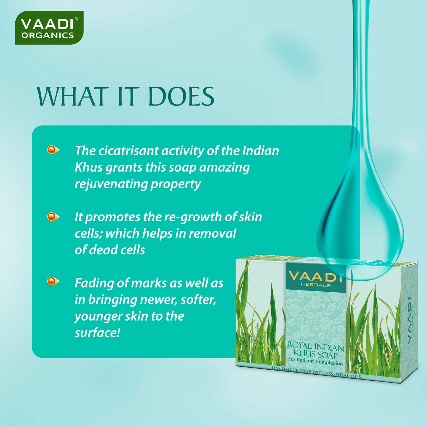 Royal India Khus (Vetiver) Soap with Olive & Soyabean Oil - Rejuvenates Skin - Boosts Cellular Renewal ( 3 x 75 gms / 2.7 oz)