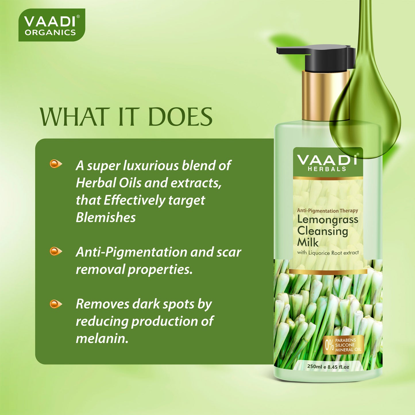 Lemongrass Cleansing Milk with Liquorice Root extract - Anti Pigmentation Therapy (250 ml / 8.5 fl oz )