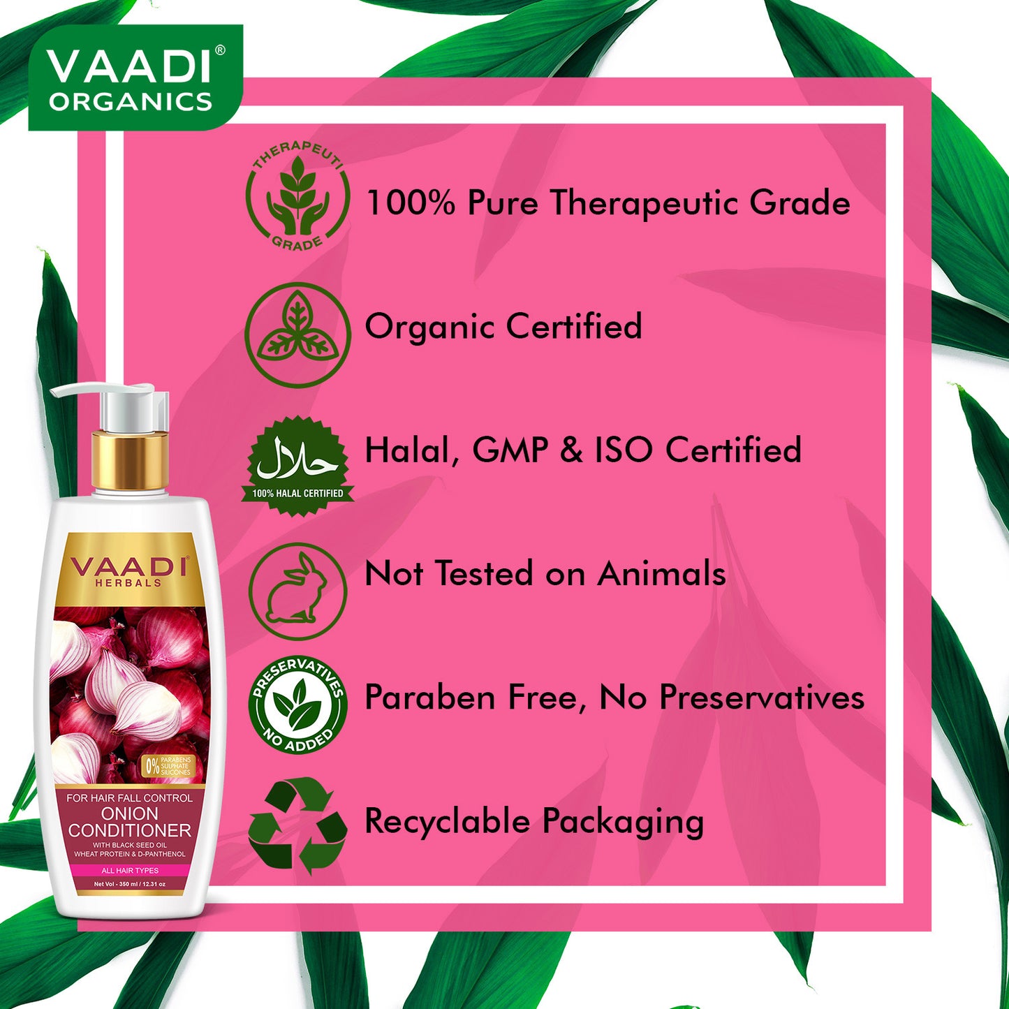 Hair Fall Control Onion Conditioner With Black Seed Oil, Wheat Protein & D-Panthenol Suitable For All Hair Types ( 350ml / 12 fl oz)