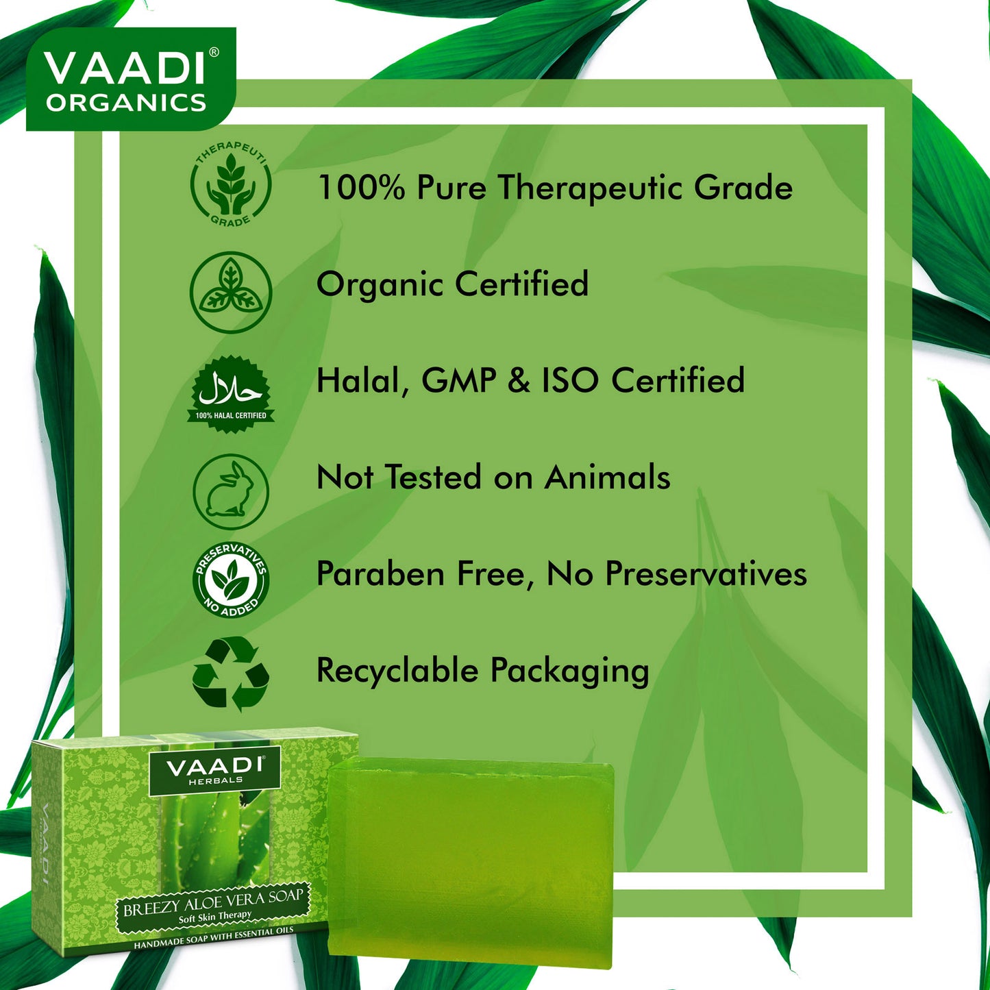 Breezy Aloe Vera Soap with Honey - Anti Infective Therapy - Cleanses & Soothes Skin (75 gms / 2.7 oz)