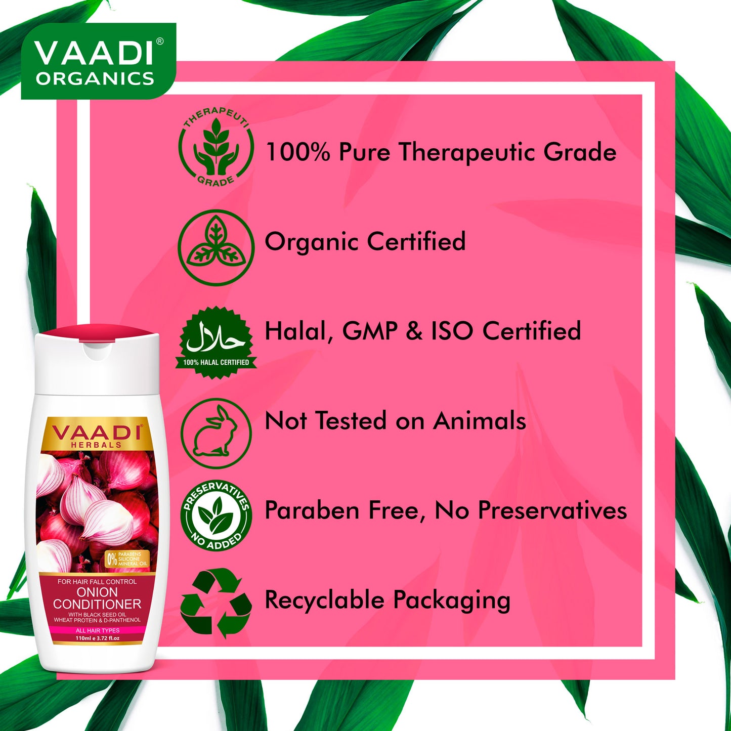 Hair Fall Control Onion Conditioner With Black Seed Oil, Wheat Protein & D-Panthenol Suitable For All Hair Types ( 110ml / 4 fl oz)