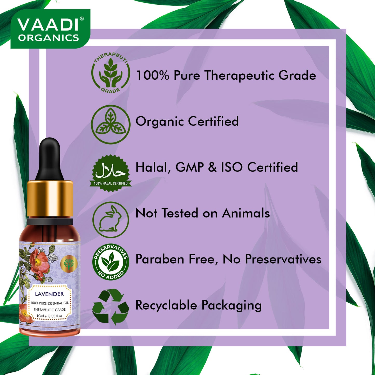 Lavender Essential Oil - Prevents Hairfall, Relieves Stress, Soothes Skin - 100% Pure Therapeutic Grade (10 ml/ 0.33 oz)