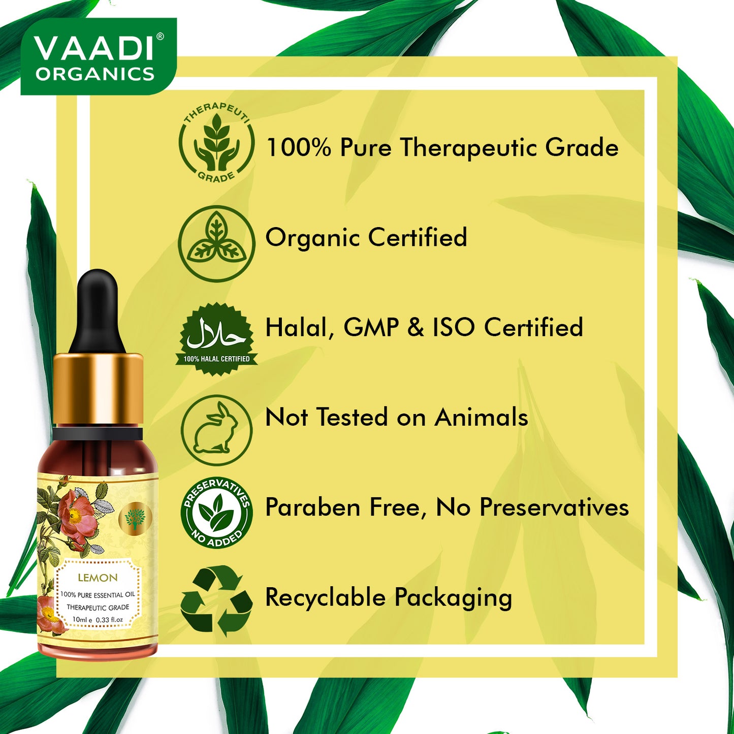 Lemon Essential Oil - Lightens Skin, Reduces Dandruff, Uplifts Mood - 100% Pure Therapeutic Grade (10 ml/ 0.33 oz)