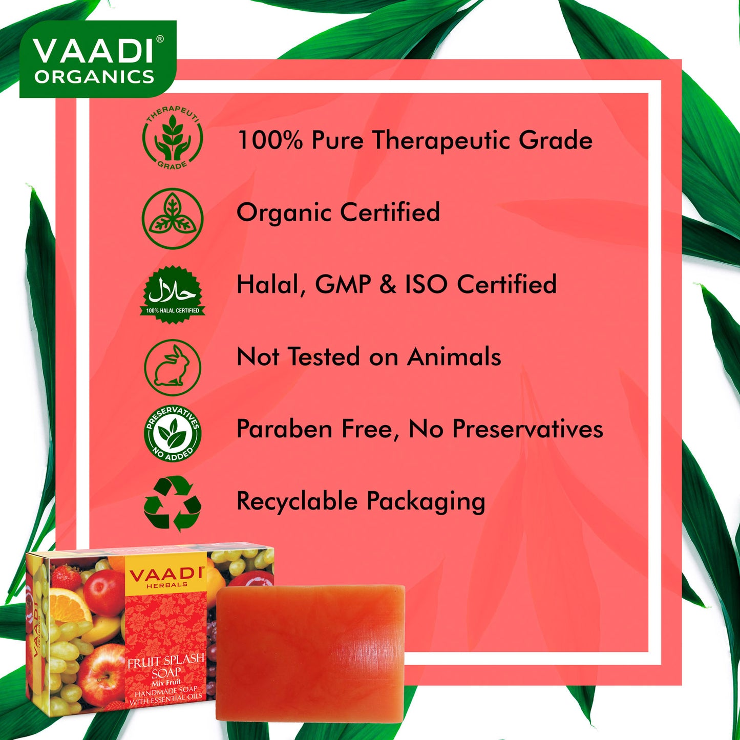 Fruit Splash Soap with Orange, Peach, Lemon & Green Apple - Multivitamin Rich - Keeps Skin Nourished (75 gms/2.7 oz)