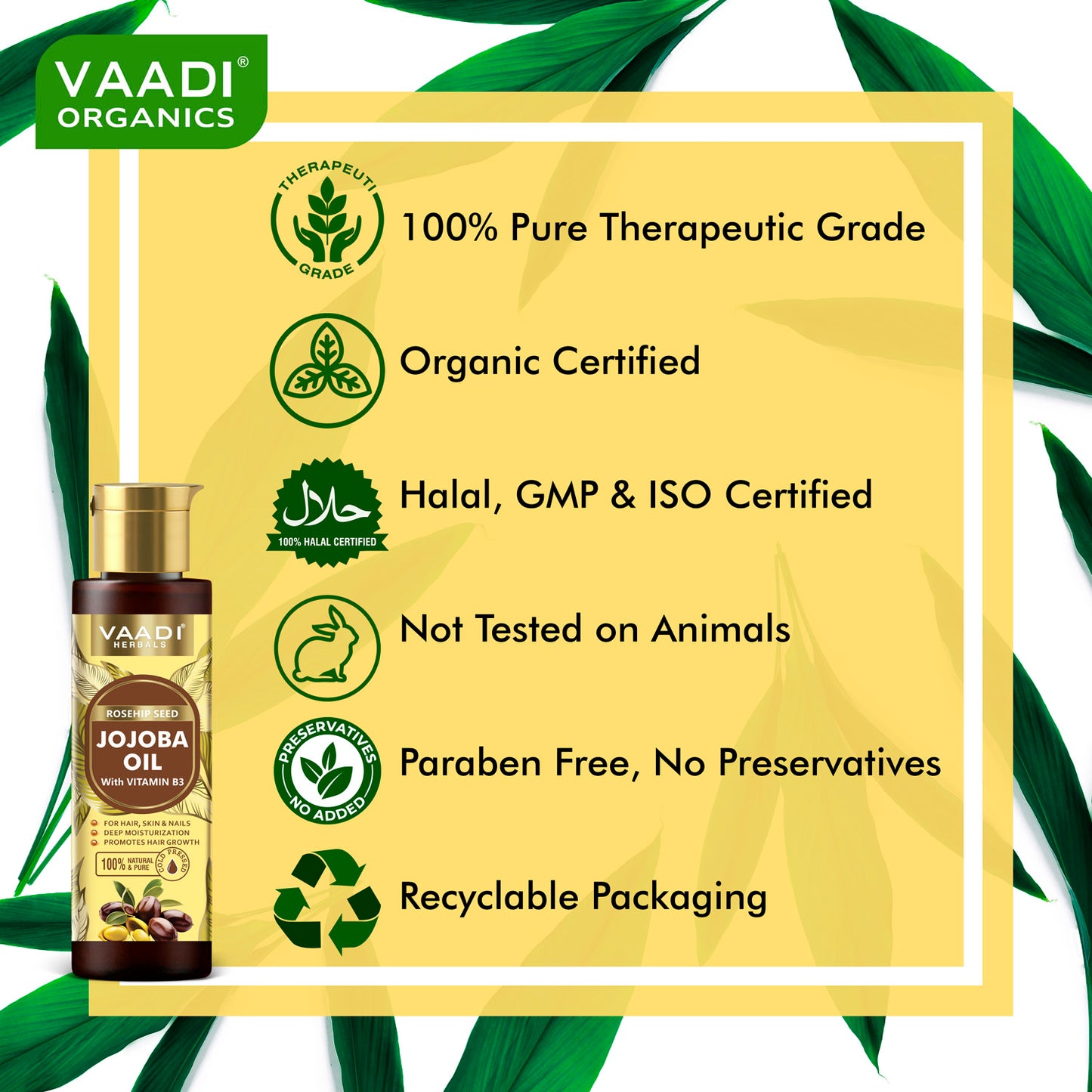 Cold Pressed Rosehip Seed Jojoba Oil with Vitamin B3-For Hair, Skin & Nails-Jojoba Oil Promotes Hair Growth-Skin Moisturisation-Anti Hair-Fall-For All Types of Skin & Hair-(120 ml / 4.05 oz)